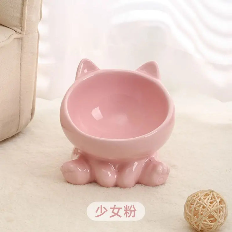 Ceramic Elevated Cat Food Bowl