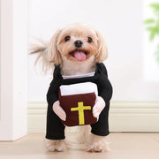 Dog Funny Halloween Costumes Pastor Style Clothes With Bible Cross Christ Jesus