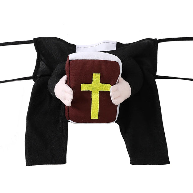 Dog Funny Halloween Costumes Pastor Style Clothes With Bible Cross Christ Jesus