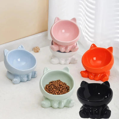 Ceramic Elevated Cat Food Bowl