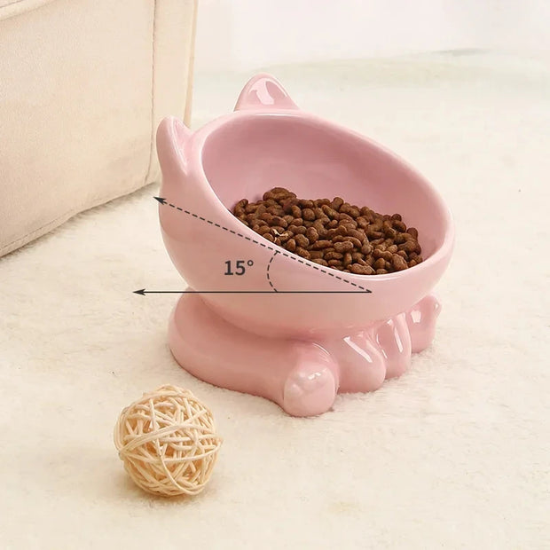 Ceramic Elevated Cat Food Bowl