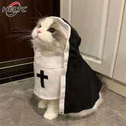 Funny Pet Cat Halloween Costumes Nun