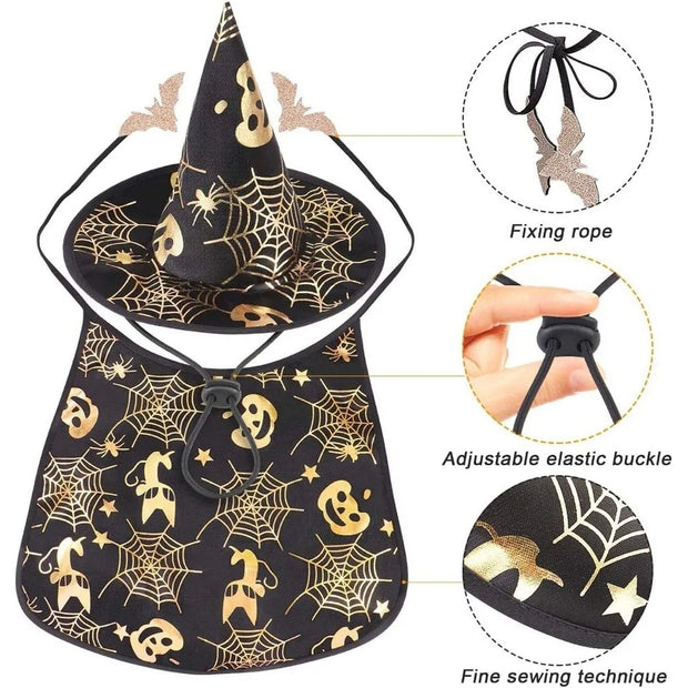 Funny Pumpkin Pet Halloween Costumes Cape Adjustable