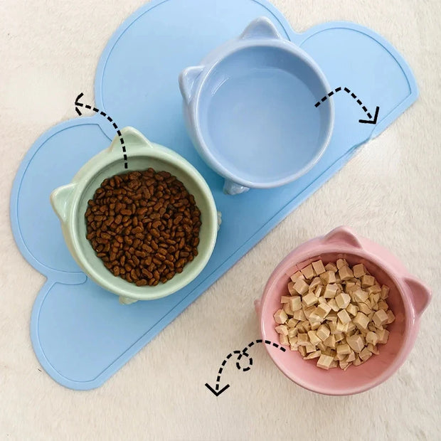 Ceramic Elevated Cat Food Bowl