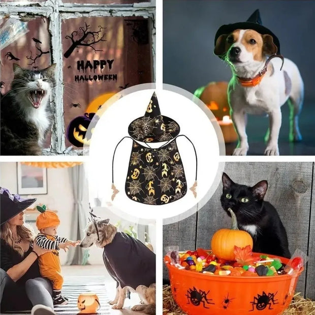 Funny Pumpkin Pet Halloween Costumes Cape Adjustable