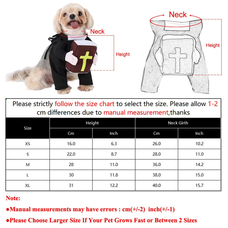Dog Funny Halloween Costumes Pastor Style Clothes With Bible Cross Christ Jesus