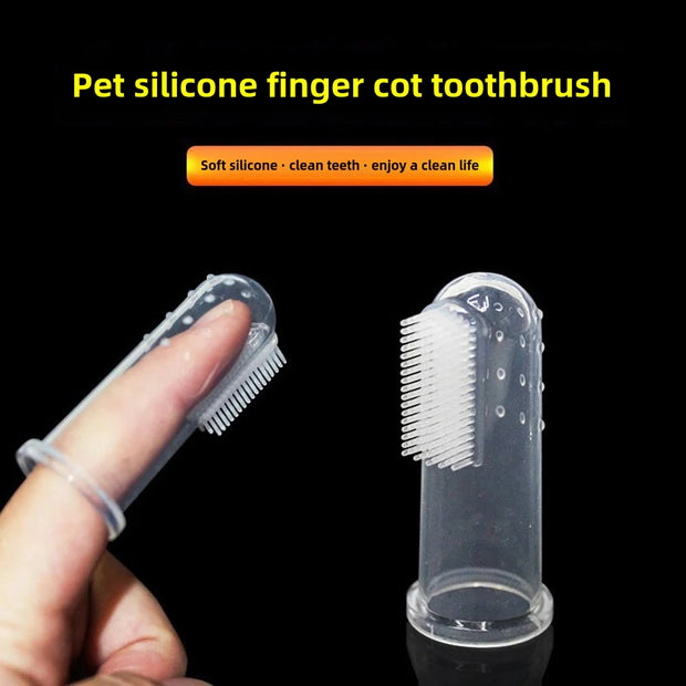 Pet Silicone Finger Cots Toothbrush Cats Dogs