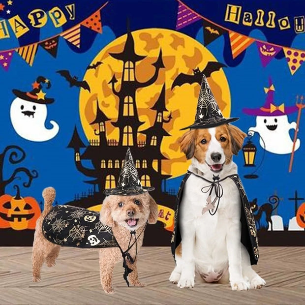 Funny Pumpkin Pet Halloween Costumes Cape Adjustable