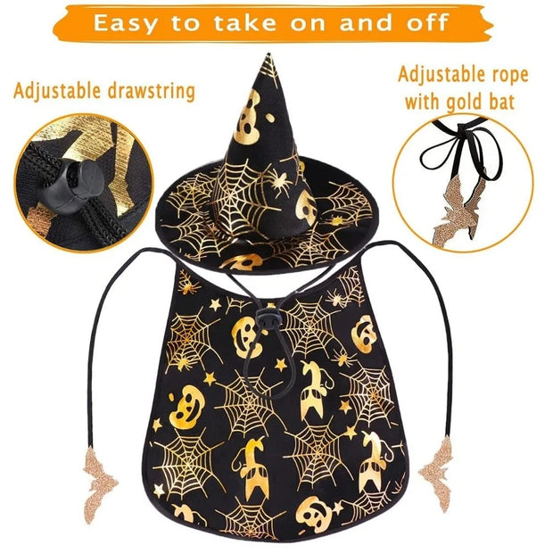 Funny Pumpkin Pet Halloween Costumes Cape Adjustable